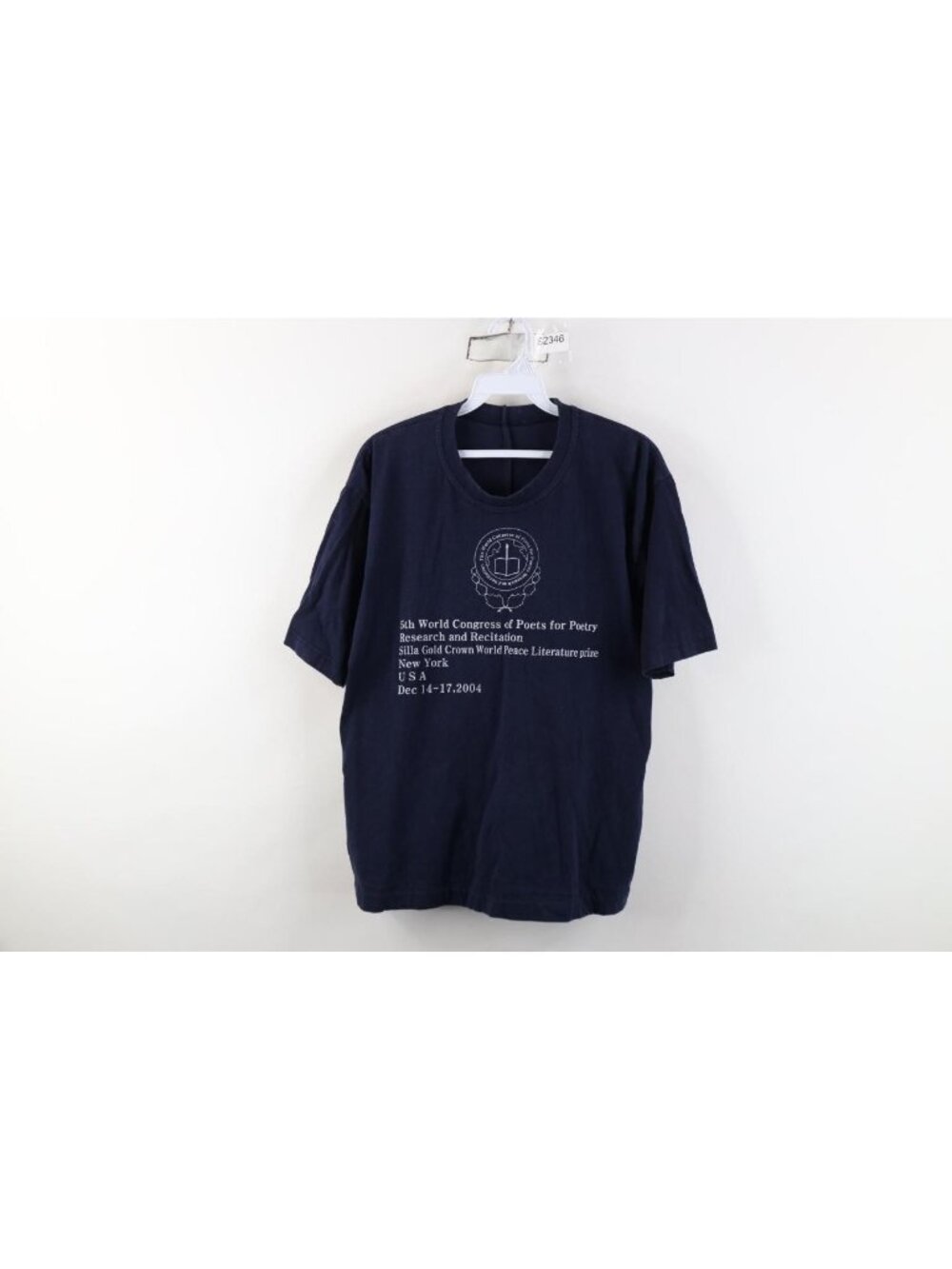Vintage Y2K Womens Medium 2004 5th World Congress of Poets for Poetry T-Shirt